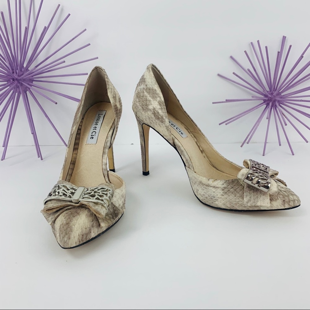 Louise et Cie / Cream Tan Snake Silver Bow